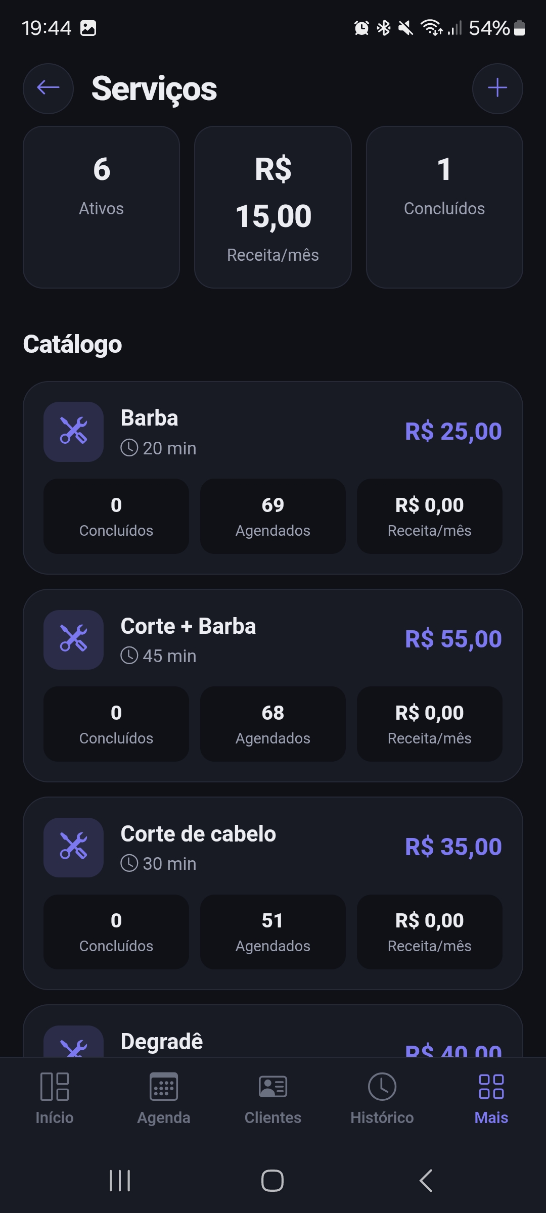 Catálogo de serviços e preços no Markae